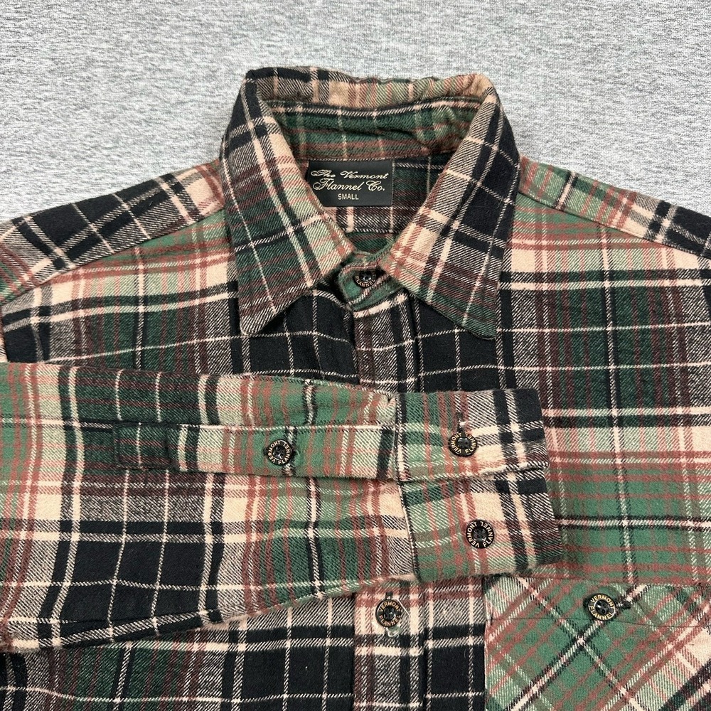 The Vermont Flannel Co Shirt Mens Small Plaid Long Sleeve Button Up Vintage